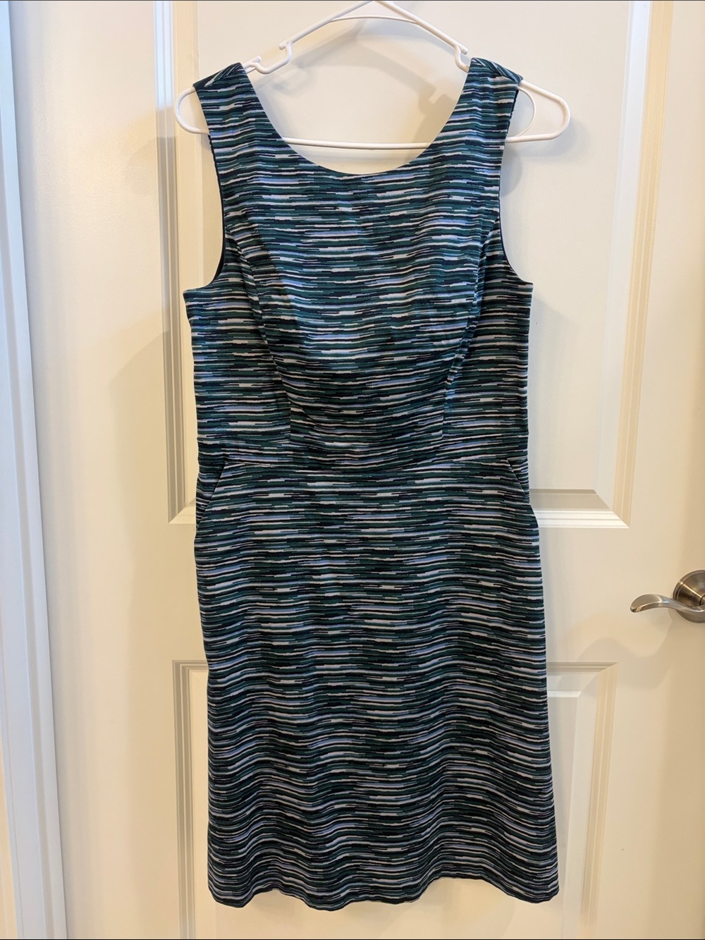 Sleeveless Blue Striped Sheath Dress